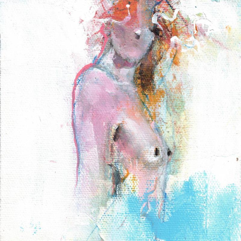 Painting Fusion et lumière by Bergues Laurent | Painting Figurative Acrylic, Charcoal, Paper, Watercolor Nude