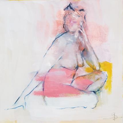 Painting L'Attente évanescente by Bergues Laurent | Painting Figurative Acrylic, Ink, Paper, Watercolor Nude
