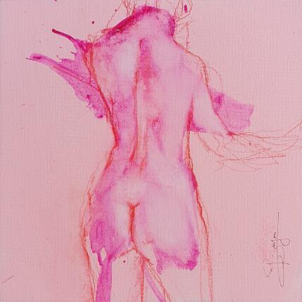 Painting Éclat rose by Bergues Laurent | Painting Figurative Acrylic, Ink, Watercolor Nude