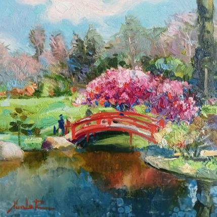 Painting Japanese garden in Toulouse by Xanlar | Painting Figurative Oil Nature