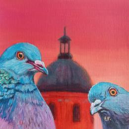 Painting Les deux compères by Emma Fischer | Painting Realism Acrylic Animals