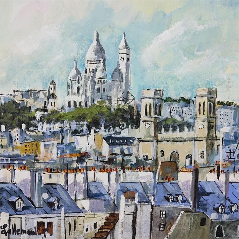 Peinture Notre Dame de Paris vue des toits par Lallemand Yves | Tableau Figuratif Acrylique Vues urbaines
