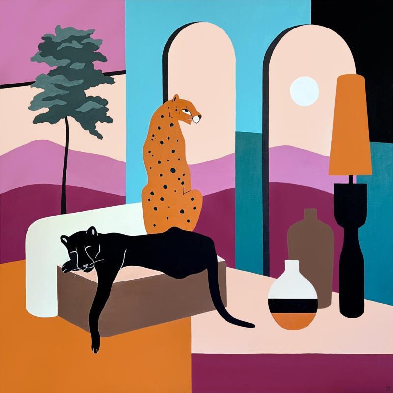 Peinture Dream Shift par Birsak Mariah | Tableau Figuratif Acrylique Animaux, Architecture, Urbain