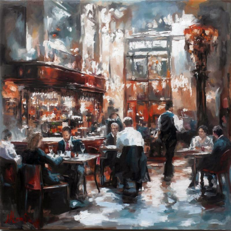Peinture Café in Motion par Klemens Alexandr | Tableau Impressionnisme Architecture, Société