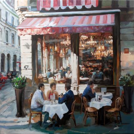 Painting Café Conversations by Klemens Alexandr | Painting Impressionism Oil, Wood Architecture