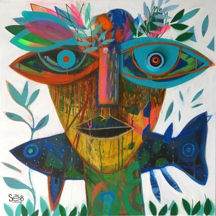 Peinture Rio Tiko par Seb | Tableau Art Singulier Acrylique Animaux, Nature, Portraits