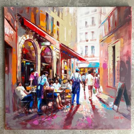 Painting Rendez-vous de l’après-midi  by Gérard Sylvie  | Painting Figurative Acrylic Life style, Urban