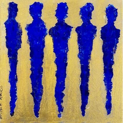 Painting L'or bleu by Rocco Sophie | Painting Raw art Acrylic, Gluing Minimalist