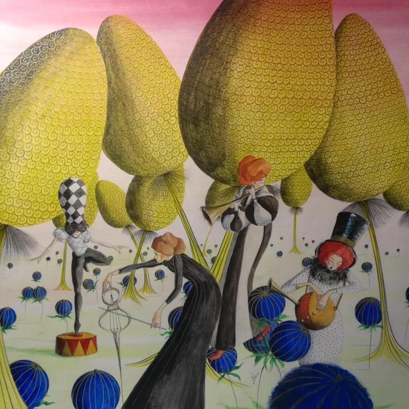 Painting Io e la Musica by Nai | Painting Surrealism Acrylic, Gluing Life style, Music, Nature