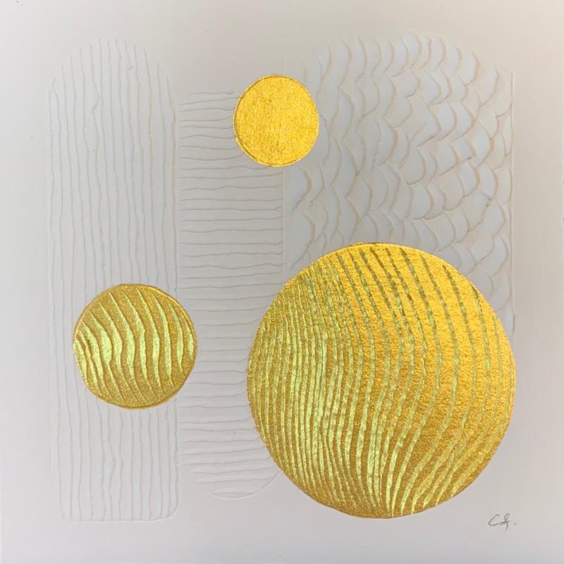 Painting Wavy sun by Caitrin Alexandre | Painting Subject matter Gold leaf, Ink, Paper Architecture, Minimalist, Pop icons