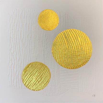 Gemälde Brazil Sun von Caitrin Alexandre | Gemälde Abstrakt Blattgold, Papier, Tinte Architektur, Minimalistisch