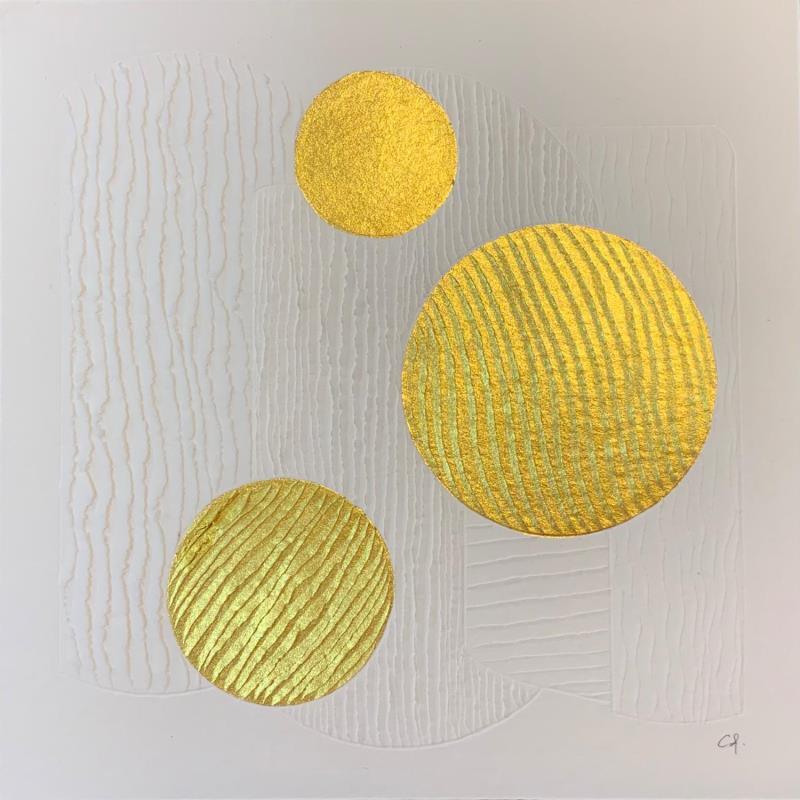 Peinture Brazil Sun par Caitrin Alexandre | Tableau Abstrait Encre, Feuille d'or, Papier Architecture, Minimaliste