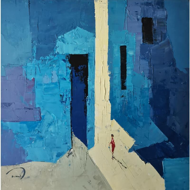 Painting La rue bleue by Tomàs | Painting Abstract Oil Life style, Pop icons, Society