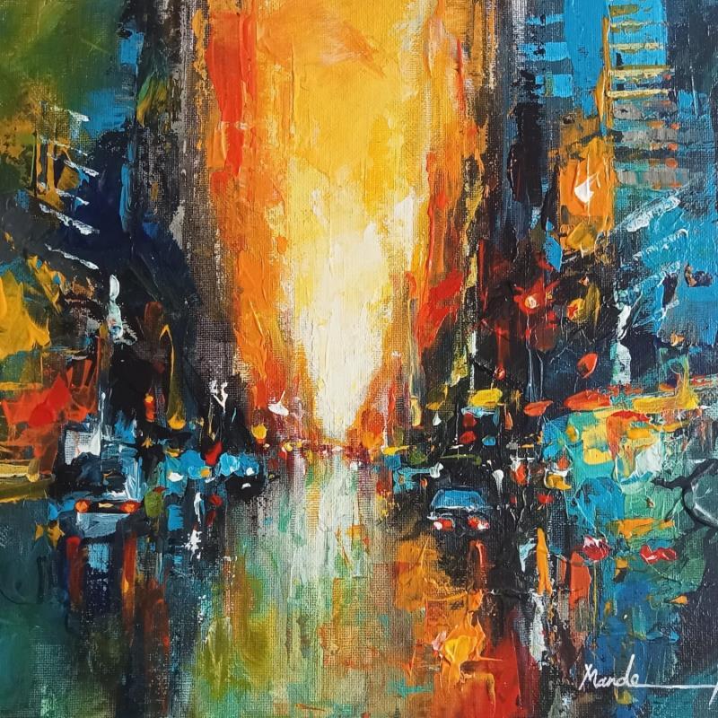 Painting New york shadow by Mande | Painting Realism Oil Urban