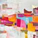 Painting Vie sortant de la brume-G by Lau Blou | Painting Abstract Landscapes Cardboard Acrylic Gluing Pastel Gold leaf