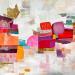Painting Vie sortant de la brume by Lau Blou | Painting Abstract Landscapes Acrylic Gluing Pastel Gold leaf