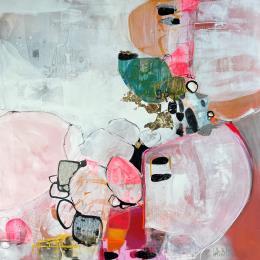 Painting Du bruit ici et là by Lau Blou | Painting Abstract Acrylic, Gluing, Gold leaf, Pastel Landscapes