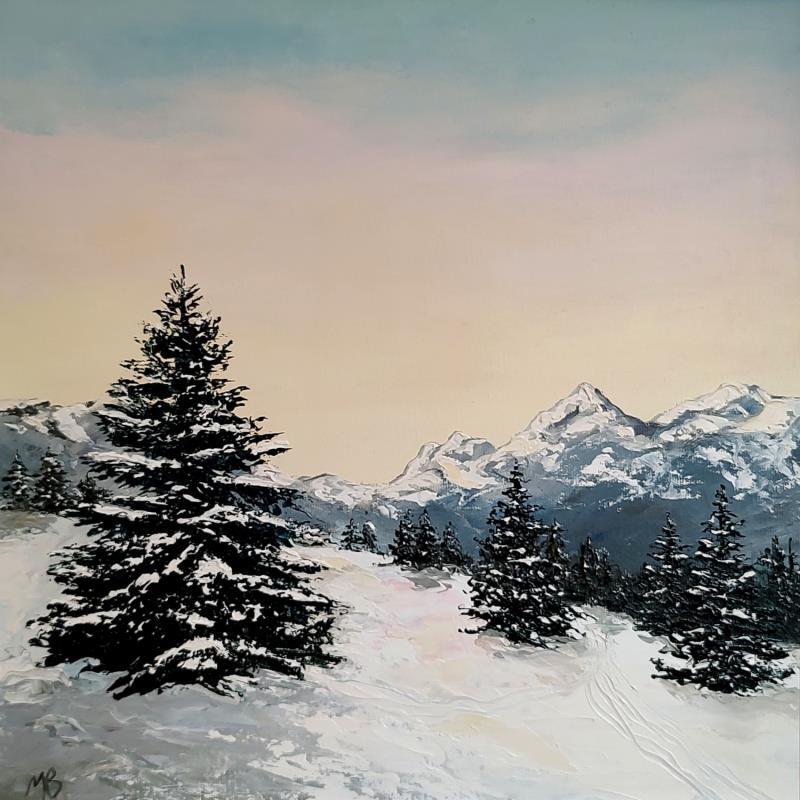 Painting Entre les sapins, à l'aube by Blandin Magali | Painting Figurative Oil Landscapes