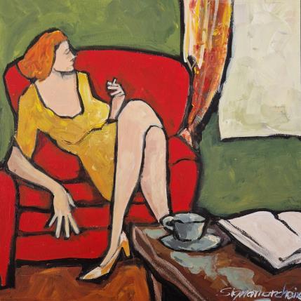 Painting Roman et café by Signamarcheix Bernard | Painting Naive art Acrylic, Ink, Pastel