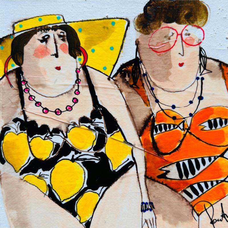 Painting Berthe Joelle by Colombo Cécile | Painting Naive art Acrylic, Gluing, Ink, Pastel, Watercolor Portrait