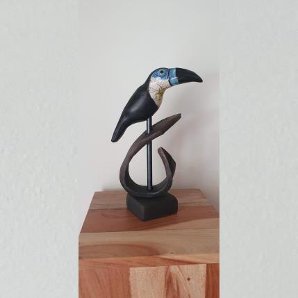 Sculpture Toucan Stylisé by Escoffier Odile | Sculpture Figurative Raku Animals