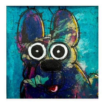 Painting French Bulldog in the Night by Maury Hervé | Painting Raw art Animals