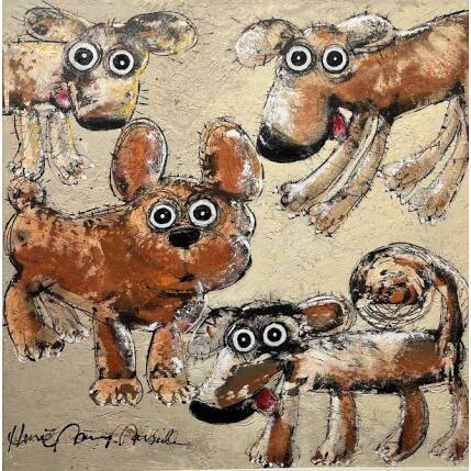 Painting 4 chiens by Maury Hervé | Painting Raw art Animals