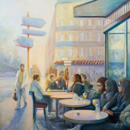 Painting Happy hour by Jung François | Painting Figurative Oil Life style