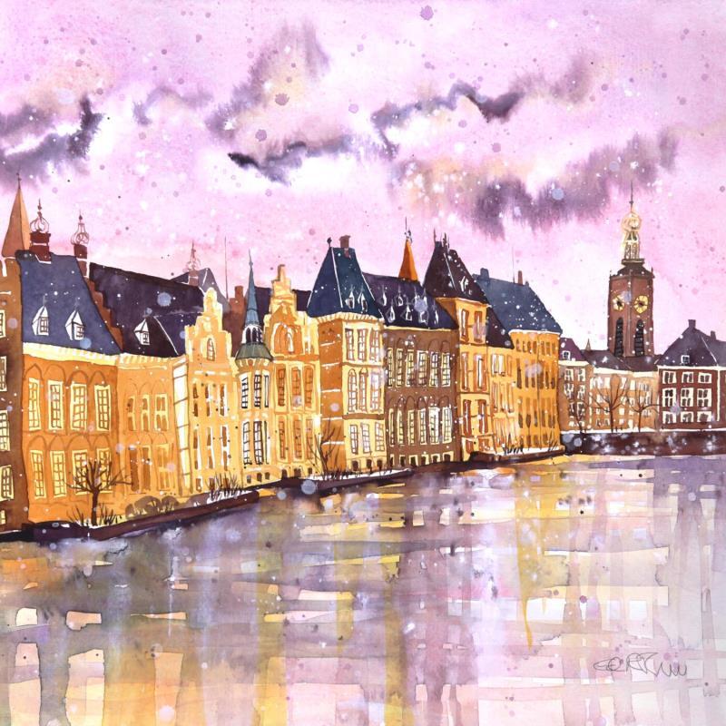 Painting NO.  2596 THE HAGUE HOFVIJVER PARLIAMENT by Thurnherr Edith | Painting Subject matter Watercolor Urban