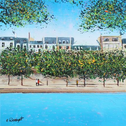 Painting Promenade sur les Quais by Dessapt Elika | Painting Impressionism Acrylic, Sand Pop icons