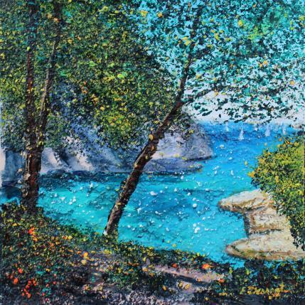 Painting La Calanque Secrète by Dessapt Elika | Painting Impressionism Acrylic, Sand Pop icons