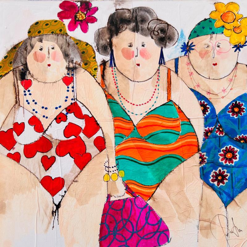 Painting Constance Clémentine Lara by Colombo Cécile | Painting Naive art Acrylic, Gluing, Ink, Pastel, Watercolor Life style, Portrait