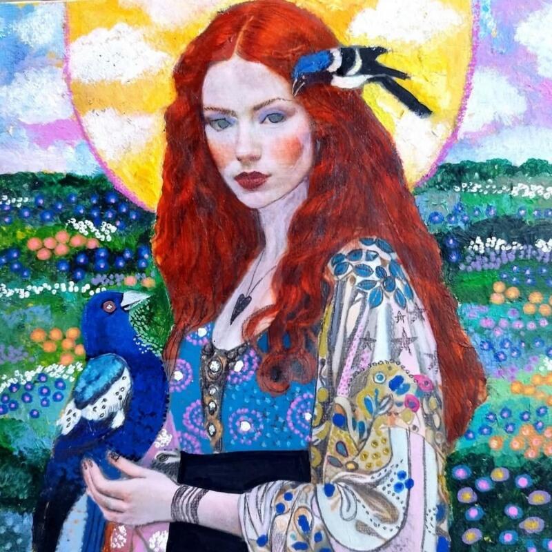 Painting Les deux pies by Picini Victoria | Painting Figurative Acrylic, Gluing Animals, Landscapes, Life style, Pop icons