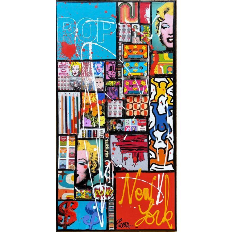 Painting POP NY by Costa Sophie | Painting Pop-art Acrylic, Gluing, Upcycling Pop icons