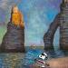Painting F3  surf à Etretat (Monet) by Marie G.  | Painting Pop-art Pop icons Wood Acrylic
