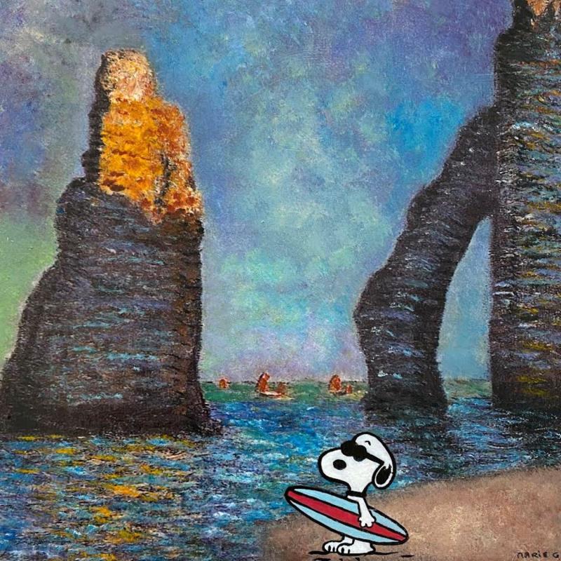 Painting F3  surf à Etretat (Monet) by Marie G.  | Painting Pop-art Acrylic, Wood Pop icons