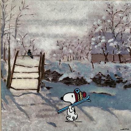 Painting F3  Snoopy et la pie (Monet) by Marie G.  | Painting Pop-art Acrylic, Wood Pop icons