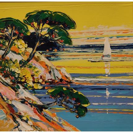 Gemälde Fin de journée dans les calanques von Corbière Liisa | Gemälde Figurativ Öl Landschaften, Pop-Ikonen