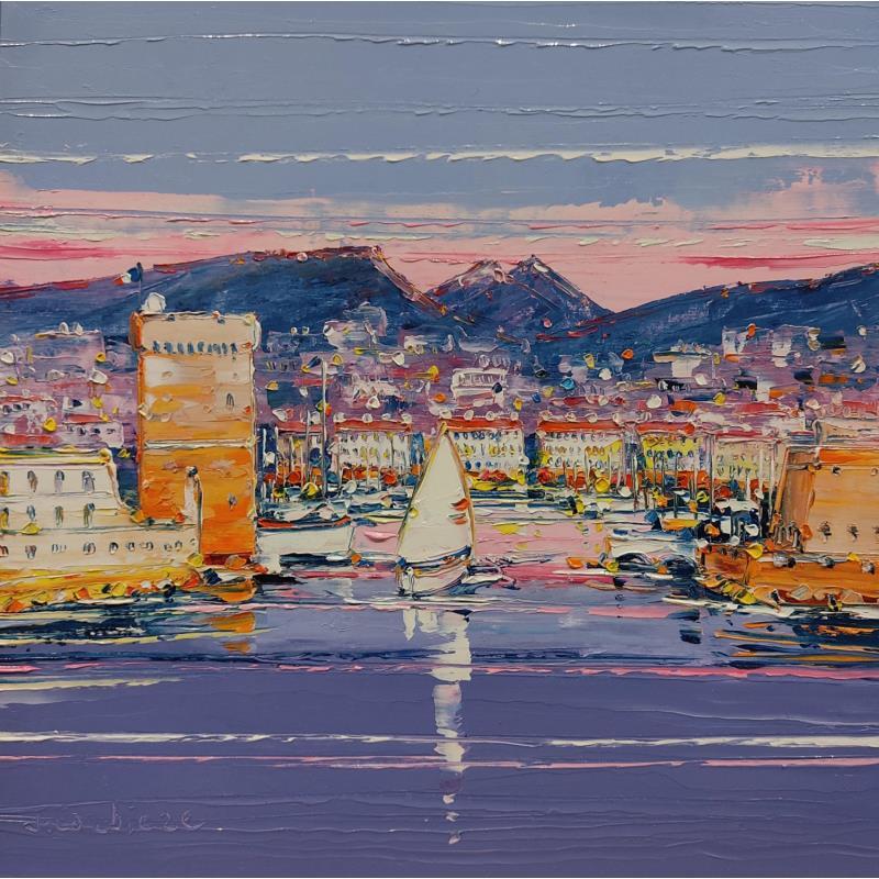 Painting Journée rose à Marseille by Corbière Liisa | Painting Figurative Oil Landscapes, Marine