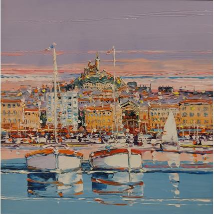 Painting Reflets du Vieux Port by Corbière Liisa | Painting Figurative Oil Landscapes, Marine