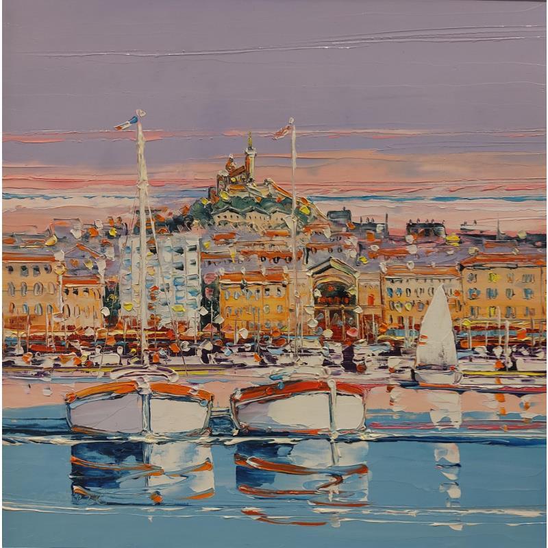 Painting Reflets du Vieux Port by Corbière Liisa | Painting Figurative Oil Landscapes, Marine