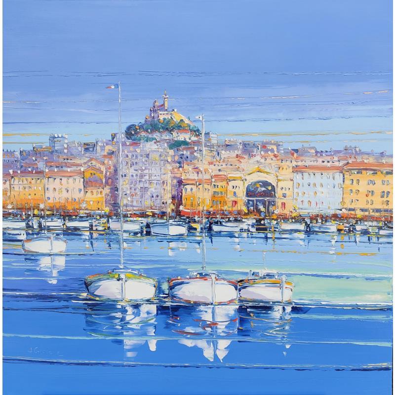 Painting Vue sur la Bonne Mère, Marseille by Corbière Liisa | Painting Figurative Oil Landscapes