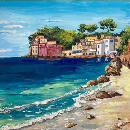 Painting Rêverie sur la côte d'Azur, Anse Méjean by Rey Ewa | Painting Figurative Acrylic Landscapes