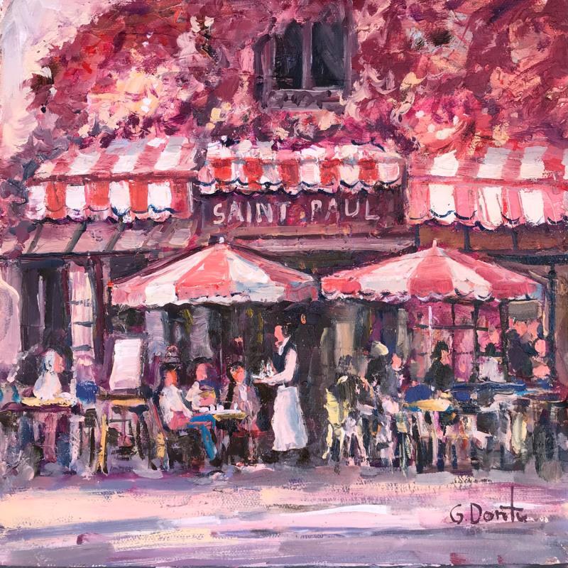 Peinture Le café  Saint Paul par Dontu Grigore | Tableau Figuratif Urbain Huile