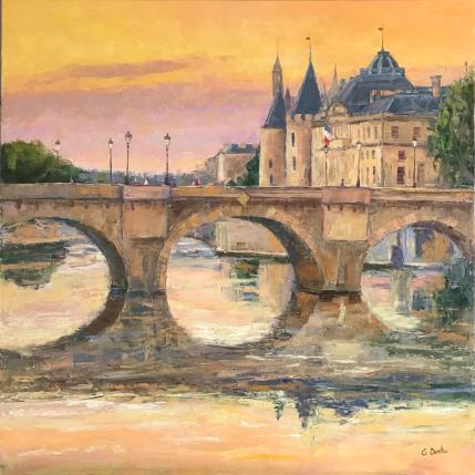 Painting Le Pont Neuf en crépuscule  by Dontu Grigore | Painting Figurative Oil Urban