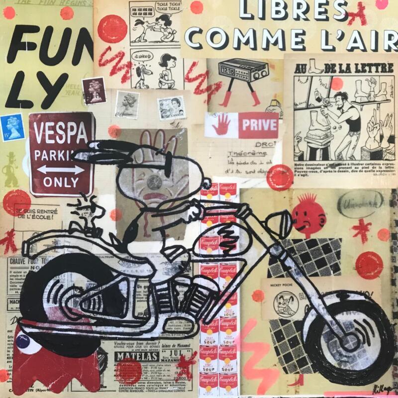 Painting Snoopy harley vintage  by Kikayou | Painting Pop-art Pop icons Graffiti Acrylic Gluing
