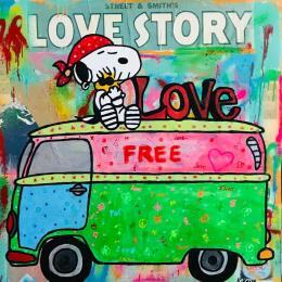 Painting Snoopy van by Kikayou | Painting Pop-art Acrylic, Gluing, Graffiti Pop icons