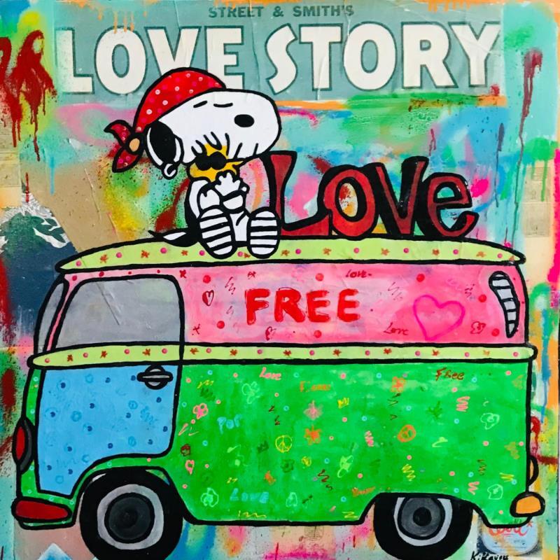Painting Snoopy van by Kikayou | Painting Pop-art Acrylic, Gluing, Graffiti Pop icons