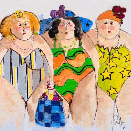 Painting Martine Véronique Aude by Colombo Cécile | Painting Naive art Acrylic, Gluing, Ink, Pastel, Watercolor Life style, Portrait