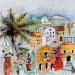 Painting Coté sud by Colombo Cécile | Painting Naive art Landscapes Marine Life style Watercolor Acrylic Gluing Ink Pastel